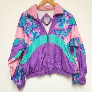 Vintage 89s 90s bright pastel jacket windbreaker